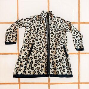 Rachel Zoe Animal Print Pockets Zip Cotton Long Coat Jacket Cardigan  Sz 1X